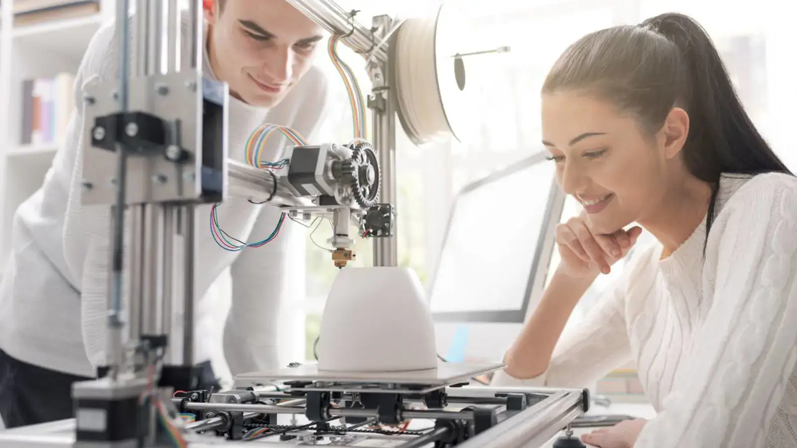 Materials engineer reviewing material samples